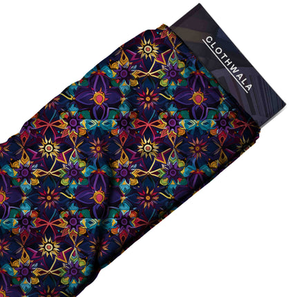 royal purple mandala all-over print pattern — medium scale repeat layout