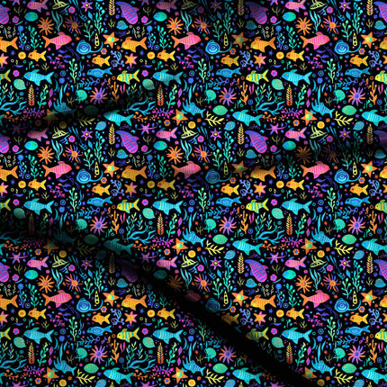 electric cyan animal digital print fabric texture — medium scale closeup
