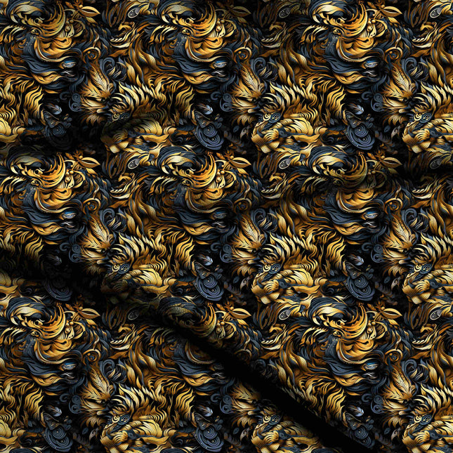 antique gold animal digital print fabric texture — medium scale closeup