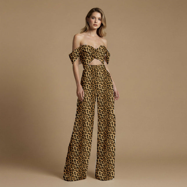 sand beige animal print fabric draped — co-ord set styling