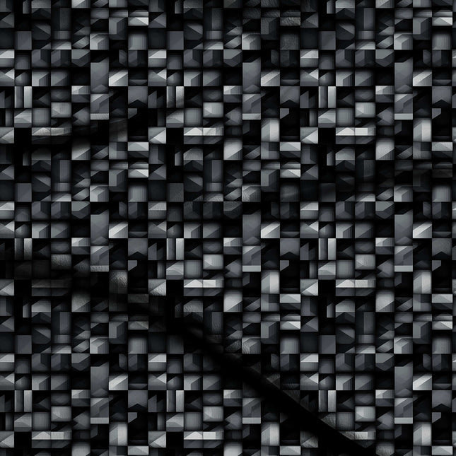 charcoal grey geometric digital print fabric texture — medium scale closeup