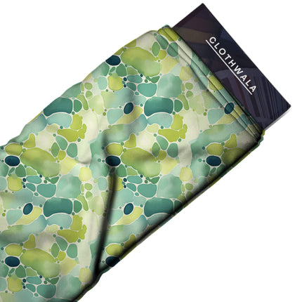 chartreuse abstract print fabric draped — palazzo suit styling