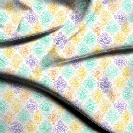 mint green floral digital print fabric texture — medium scale closeup