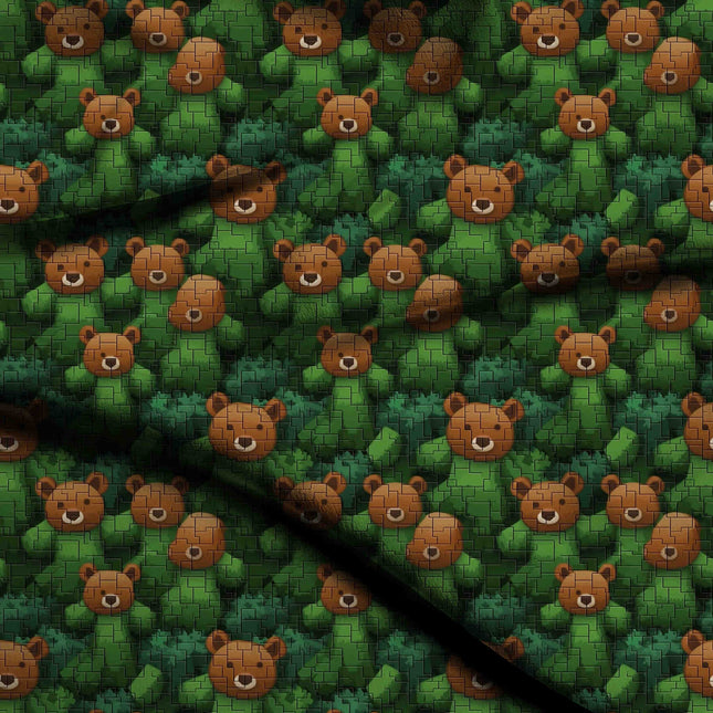 Forest Green Floral Digital Print Fabric | Casual Wear | Cottagecore | Viscose Crepe Print - 676