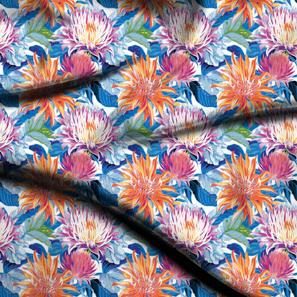 Vibrant Fuchsia Floral Digital Print Fabric for Maxi | Puja Wear - 4474
