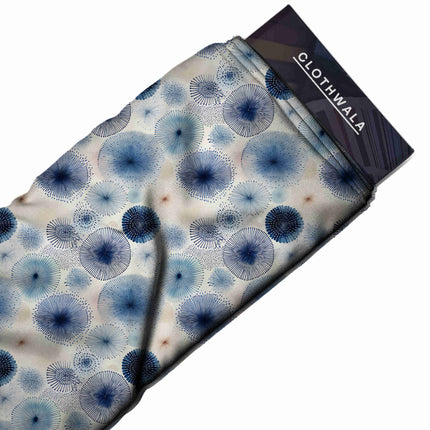 cobalt blue floral all-over print pattern — medium scale repeat layout