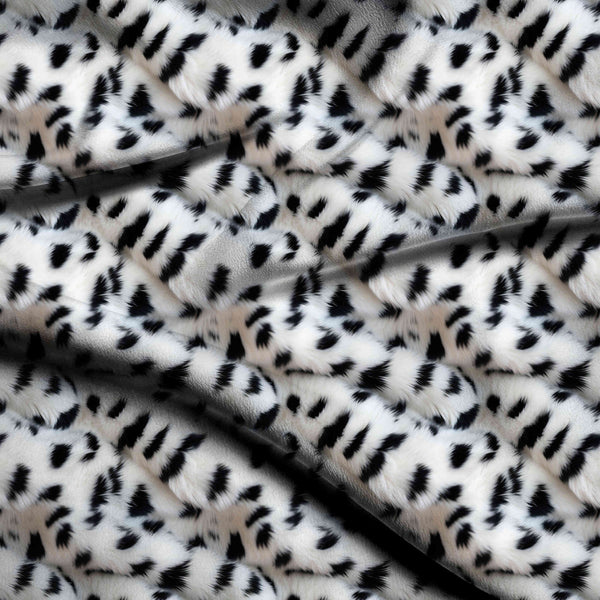 Crisp White Bold Scattered Black Spots Print Fabric