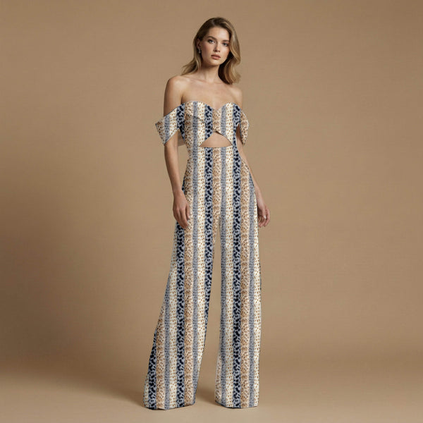 Ivory Cream Vertical Stripes Print Fabric