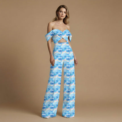 cerulean blue abstract all-over print pattern — large scale repeat layout