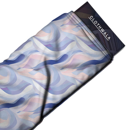 periwinkle abstract print fabric draped — saree styling