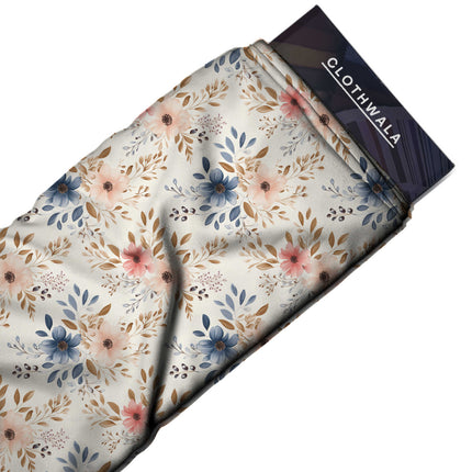 dusty rose floral fabric detail — matte finish digital print closeup