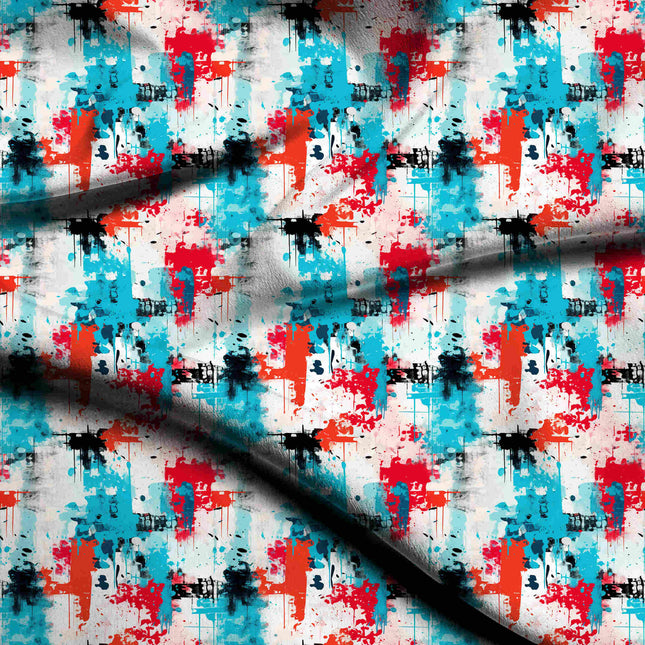 cobalt blue abstract digital print fabric texture — large scale closeup