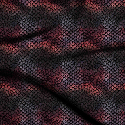 crimson red animal digital print fabric texture — fine scale closeup