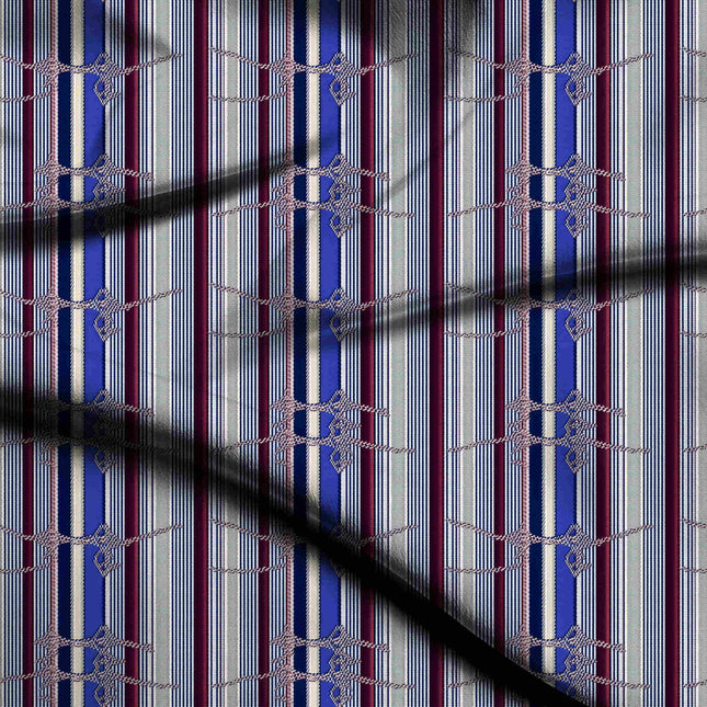 cobalt blue stripes digital print fabric texture — medium scale closeup