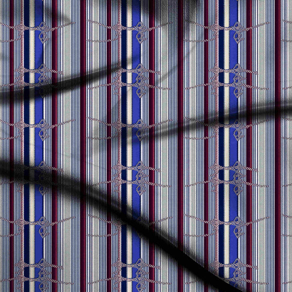 Cobalt Blue Intricate Woven-look Geometric Motifs Over Print Fabric