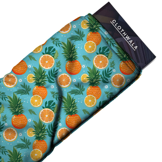 turquoise blue tropical print fabric draped — jumpsuit styling