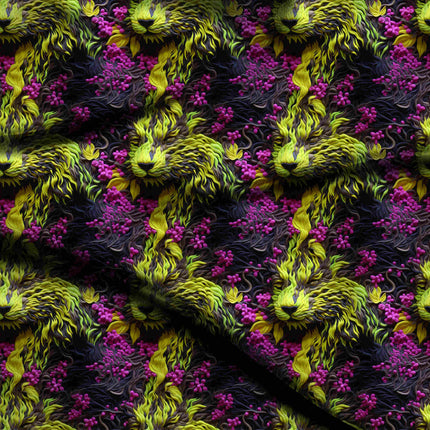 chartreuse animal digital print fabric texture — large scale closeup