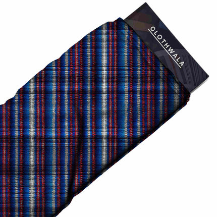 cobalt blue stripes print fabric draped — co-ord set styling