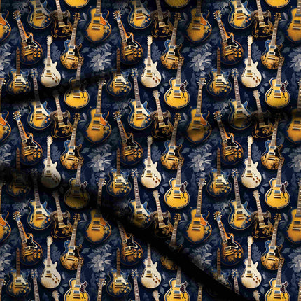 deep navy floral digital print fabric texture — large scale closeup