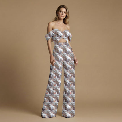 ivory cream floral all-over print pattern — large scale repeat layout