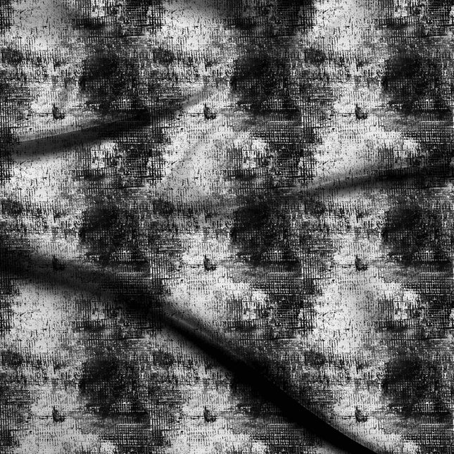 jet black abstract digital print fabric texture — medium scale closeup