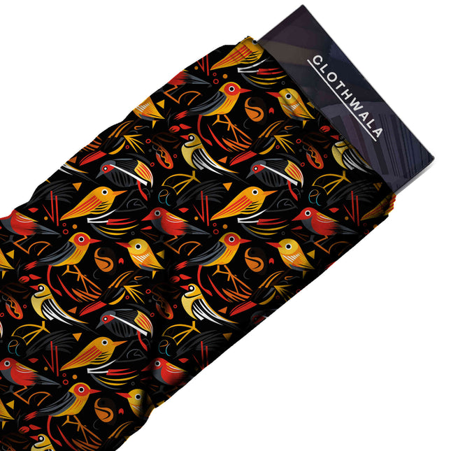 Black Animal Digital Print Fabric for Set | Architectural ethnic wear - Image 2