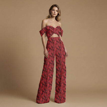 crimson red animal all-over print pattern — large scale repeat layout