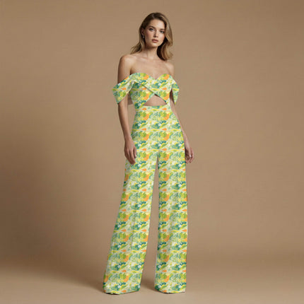 lime green floral all-over print pattern — medium scale repeat layout