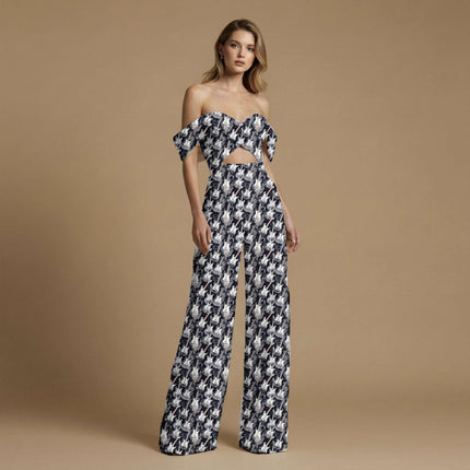charcoal other print fabric draped — co-ord set styling