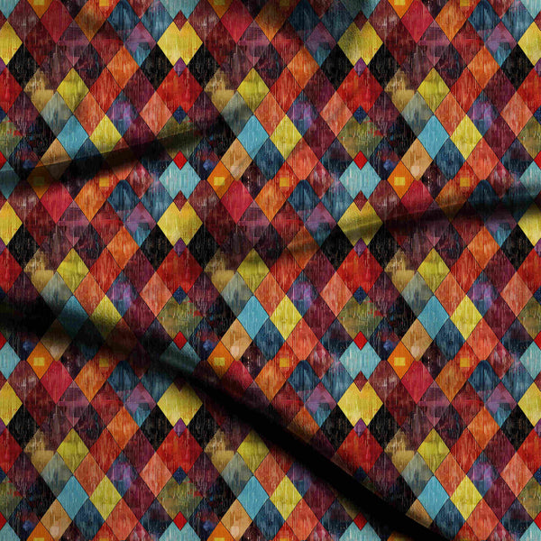 Burnt Sienna Textured interlocking geometric diamond repeat Saree Blouse Fabric