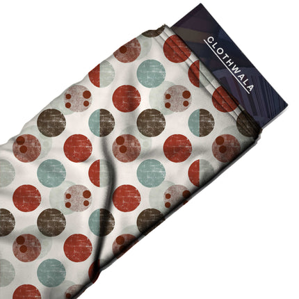 burnt sienna polka print fabric draped — a-line skirt styling