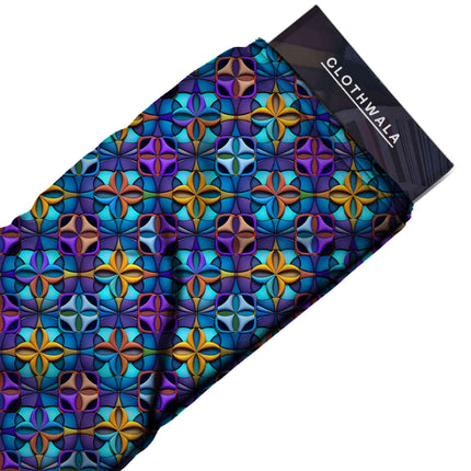 amethyst purple geometric all-over print pattern — medium scale repeat layout