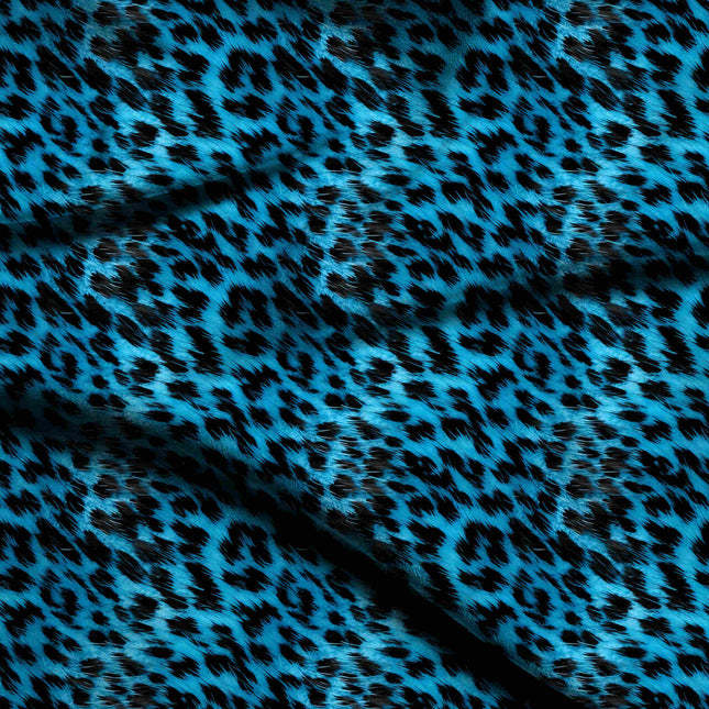 electric blue animal digital print fabric texture — medium scale closeup