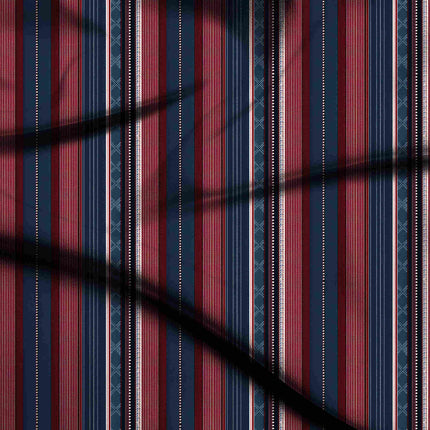 navy blue stripes digital print fabric texture — fine scale closeup