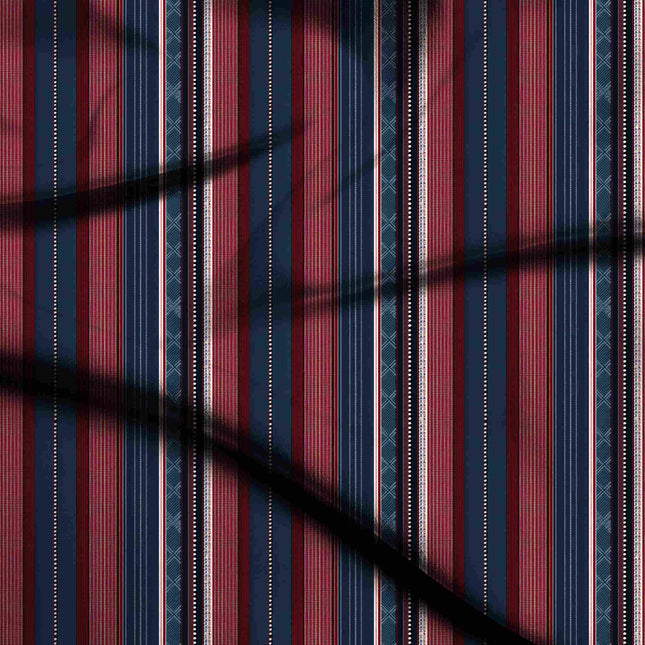 navy blue stripes digital print fabric texture — fine scale closeup