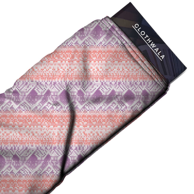 lilac purple ethnic print fabric draped — kurti styling
