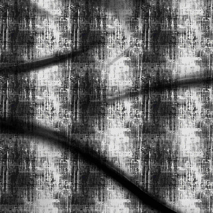 jet black abstract digital print fabric texture — medium scale closeup