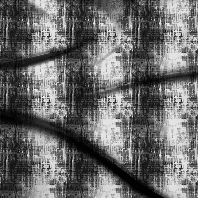 jet black abstract digital print fabric texture — medium scale closeup