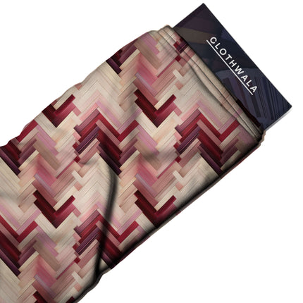 burgundy geometric all-over print pattern — medium scale repeat layout