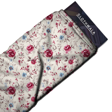 ivory cream floral fabric detail — textured finish digital print closeup