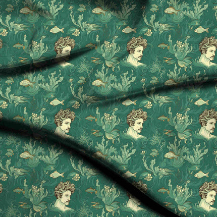 deep teal other digital print fabric texture — medium scale closeup