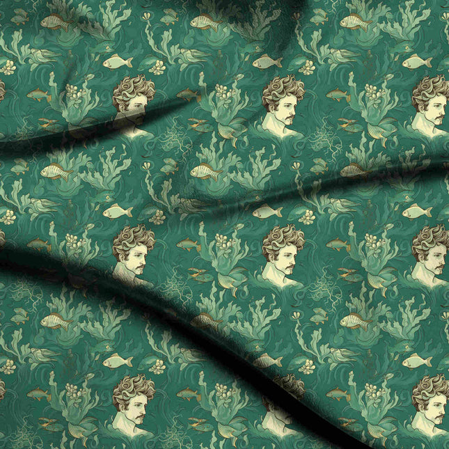 deep teal other digital print fabric texture — medium scale closeup