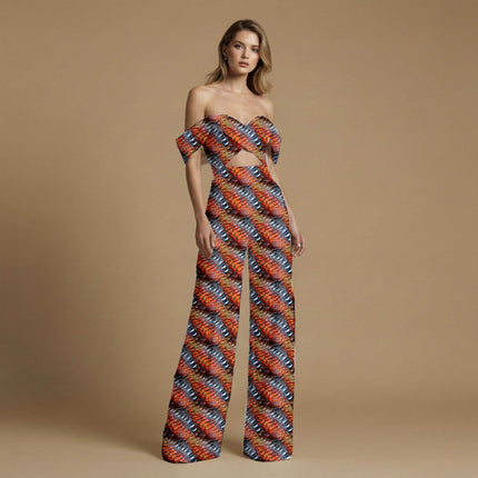 fiery crimson animal print fabric draped — co-ord set styling