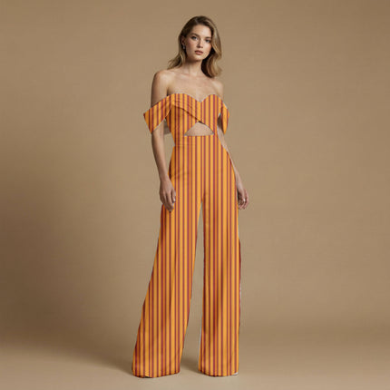 Ochre Stripes Digital Print Fabric | Kurti Palazzo Maxi | Festive maximalism | Vintage guitar art | Satin Digital Fabric - Image 3