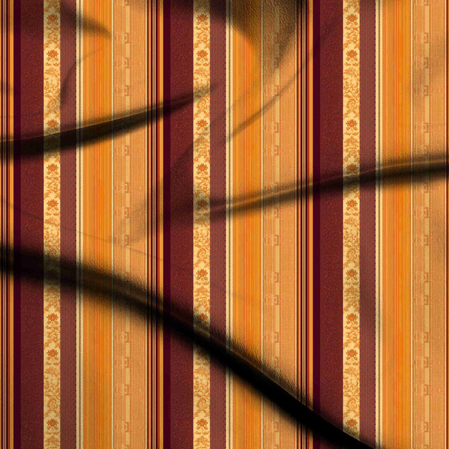 Maroon Stripes Digital Print Fabric | Festive Indian Wear | Vintage garden maximalism | Heritage Silk Prints - 1245