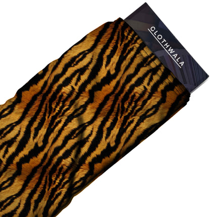 saffron animal fabric detail — matte finish digital print closeup