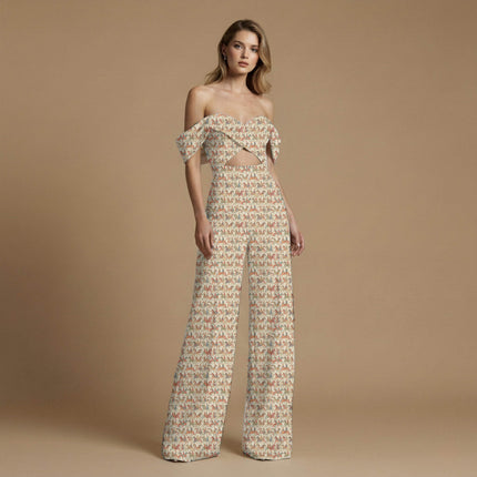 ivory cream ethnic all-over print pattern — medium scale repeat layout