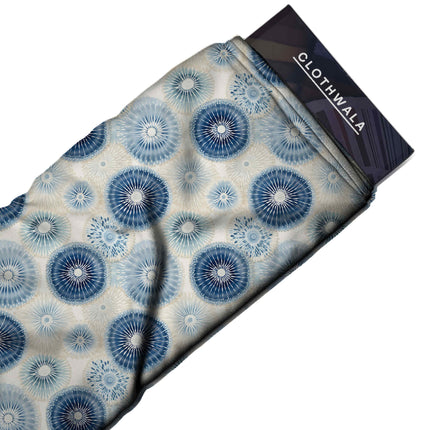 cobalt blue floral all-over print pattern — medium scale repeat layout