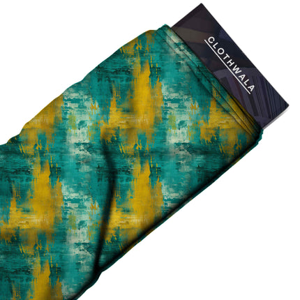 teal abstract fabric detail — textured finish digital print closeup