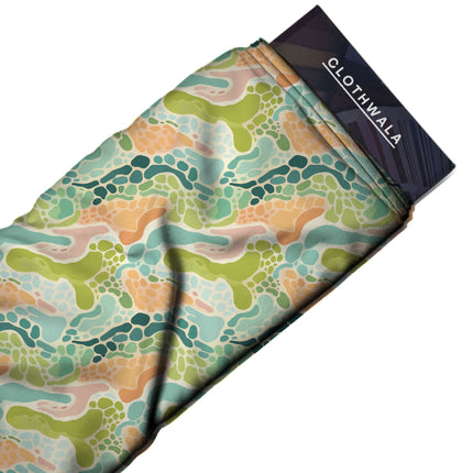 chartreuse green abstract fabric detail — textured finish digital print closeup